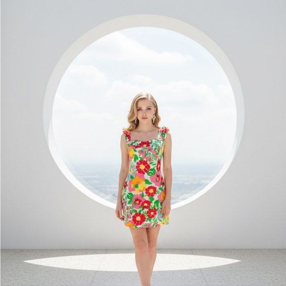 Lilly Pulitzer Dresses & Skirts - Lilly Pulitzer Sarafina Big Garden By The Sea Floral Mini Dress EUC Size 8 $198